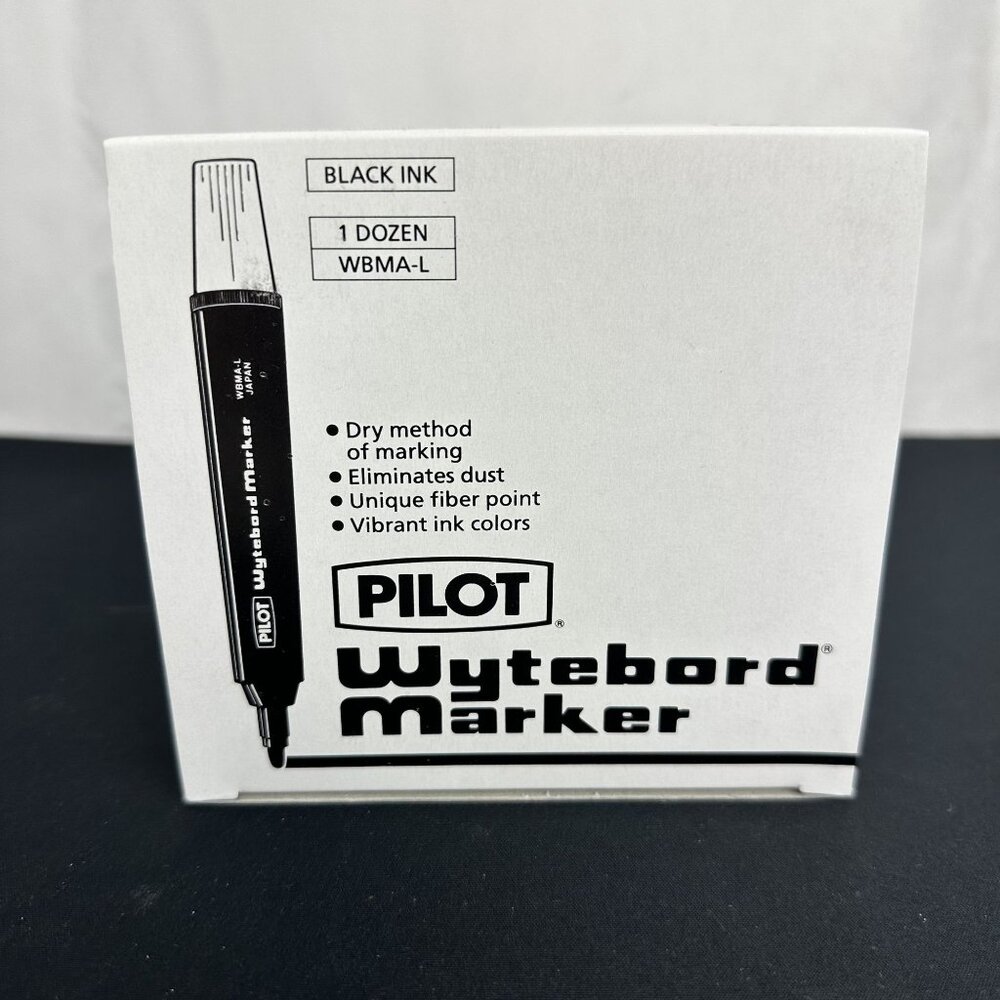 New Pilot Wytebord Marker Black Ink 1 Dozen WBMA-L NIB Dry Erase Japan